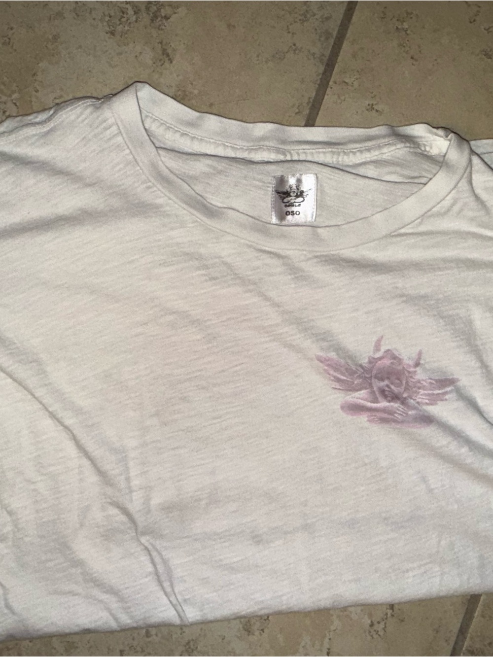 Boys Lie White Short-Sleeve Tee with Pale Pink Chest Graphic